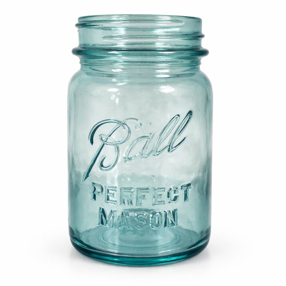 Ball Perfect‎ Mason Blue Glass Jar Quart Heritage Collection Farmhouse Decor